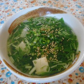 ネギと水菜と豆腐のスープ